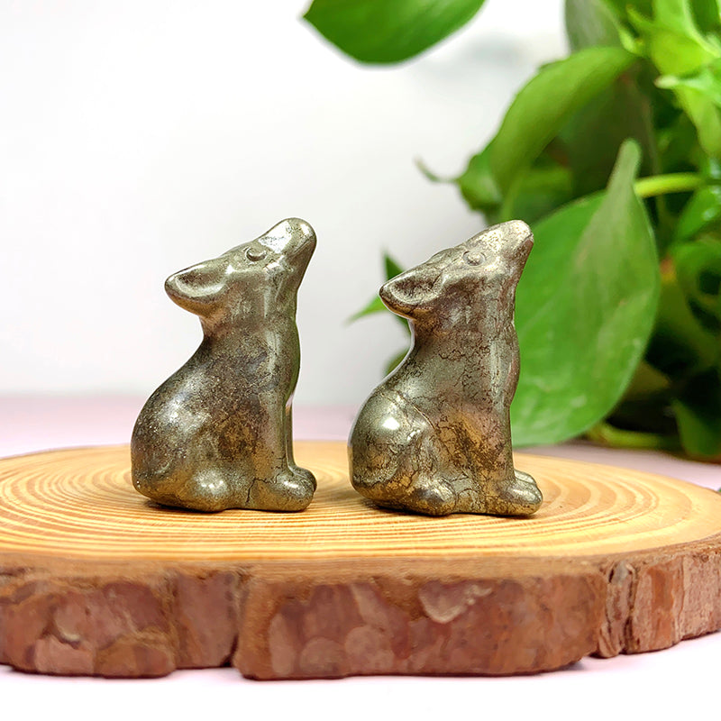 Cute Pyrite Different Styles Carvings (Frog/ Wolf/ Balloon Dog/ Boy/ Girl)