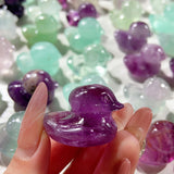 Cute Fluorite Duck Carvings