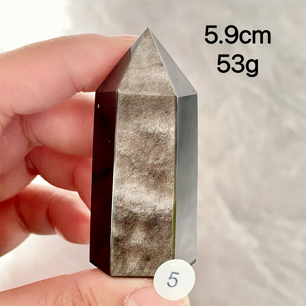 Natural Silver Obsidian Crystal Tower