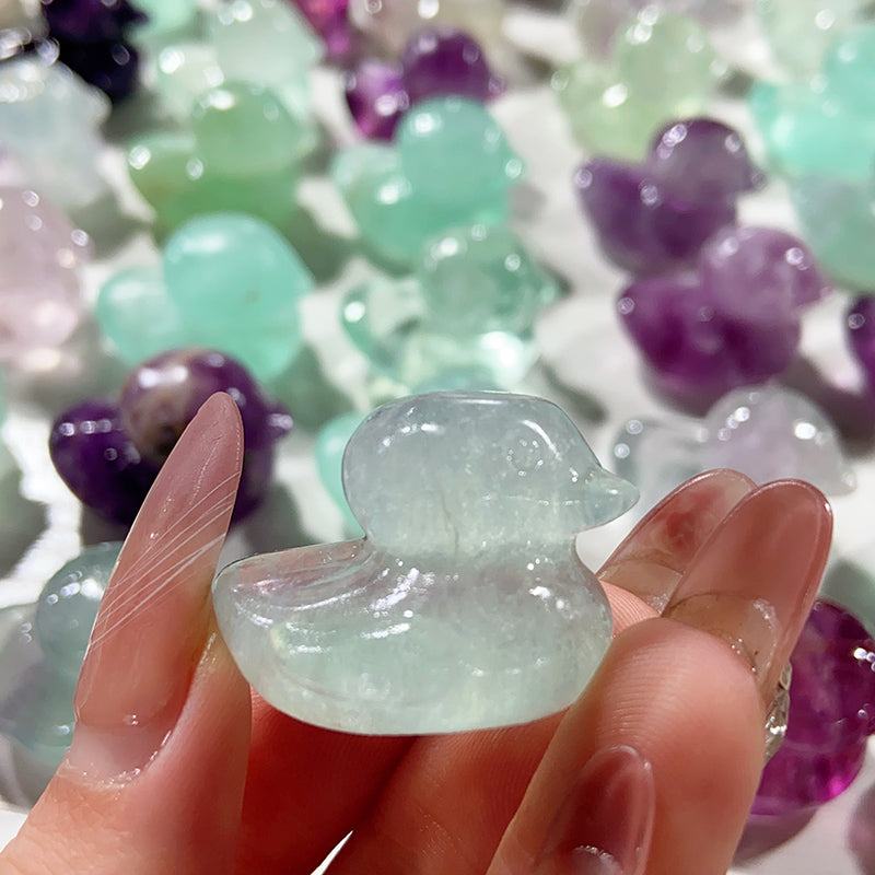 Cute Fluorite Duck Carvings