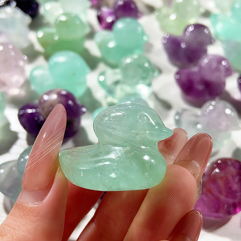 Cute Fluorite Duck Carvings