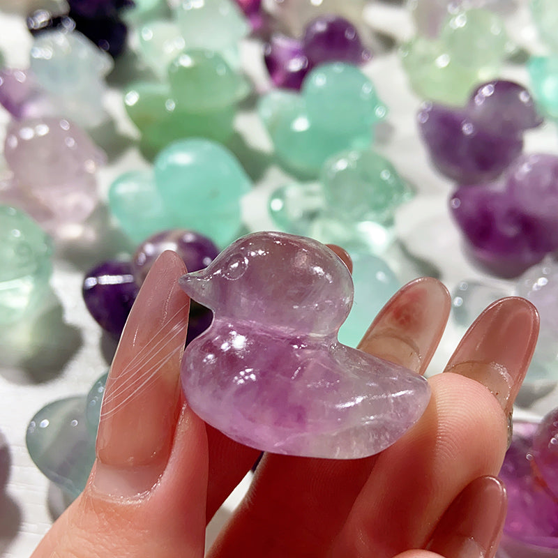 Cute Fluorite Duck Carvings