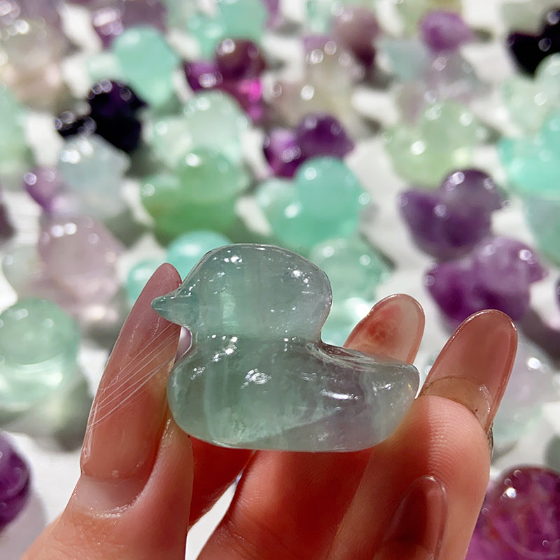 Cute Fluorite Duck Carvings