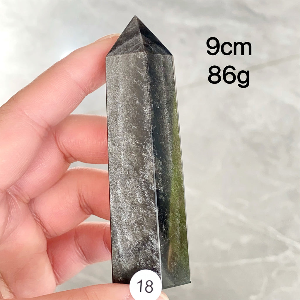 Natural Silver Obsidian Crystal Tower