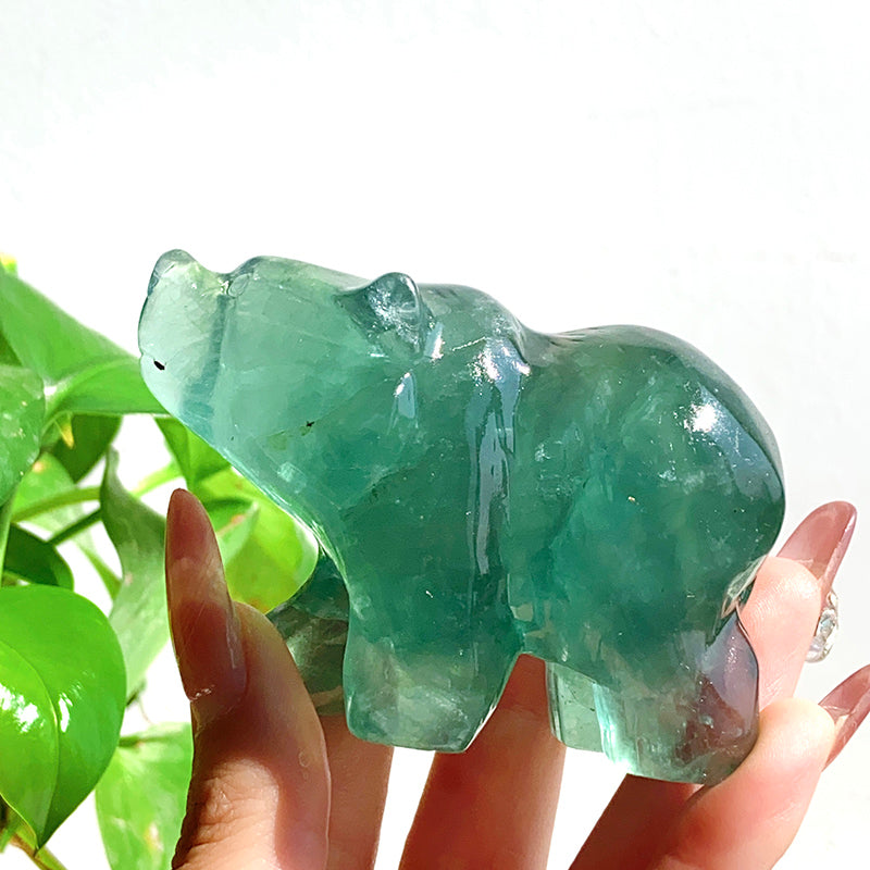 Fluorite Elephant Fluorite Bear Pyrite Elephant Pyrite Bear Carvings