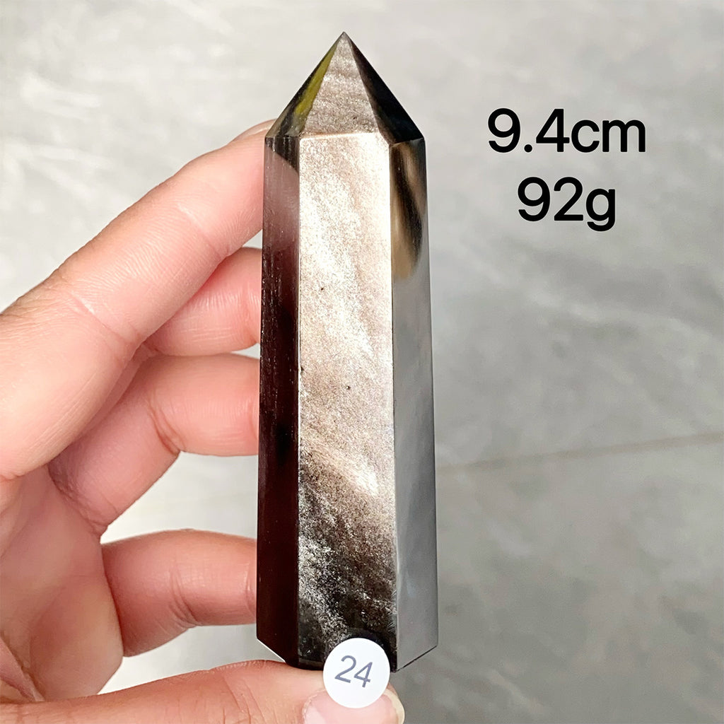 Natural Silver Obsidian Crystal Tower