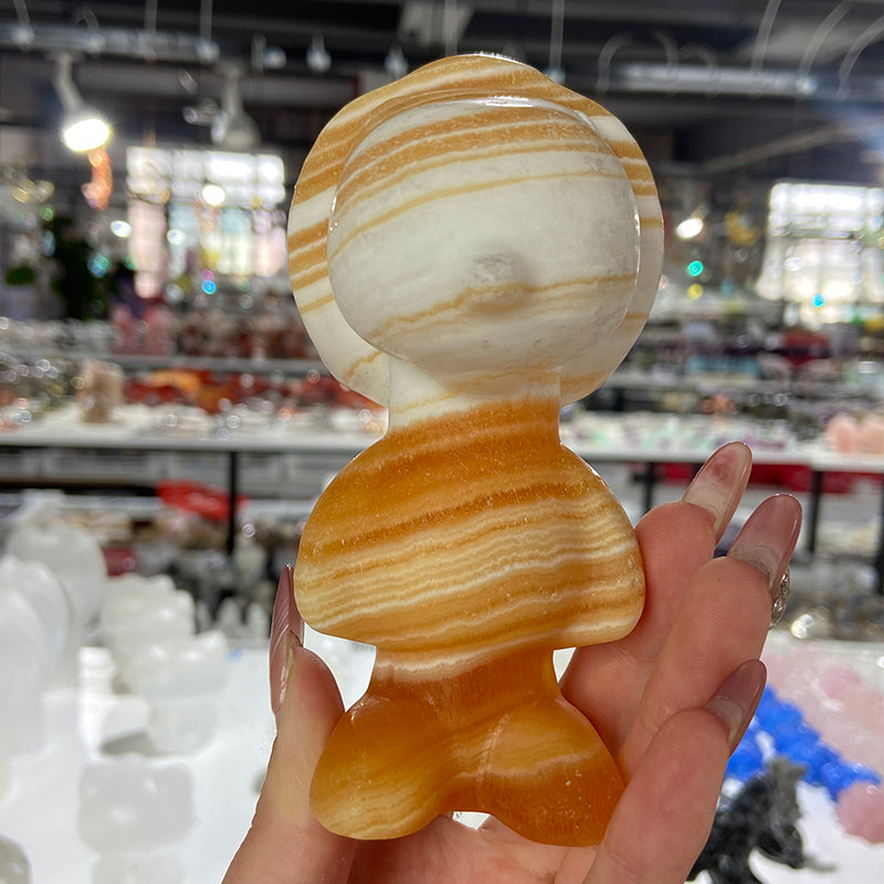 Orange  Calcite Snoopy Carvings