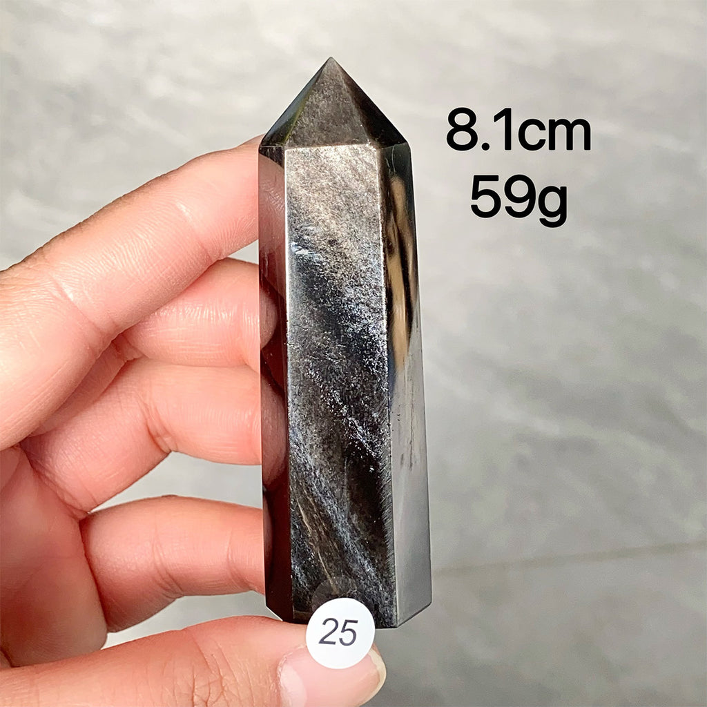 Natural Silver Obsidian Crystal Tower