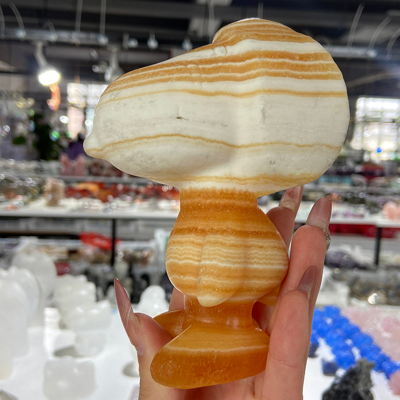 Orange  Calcite Snoopy Carvings