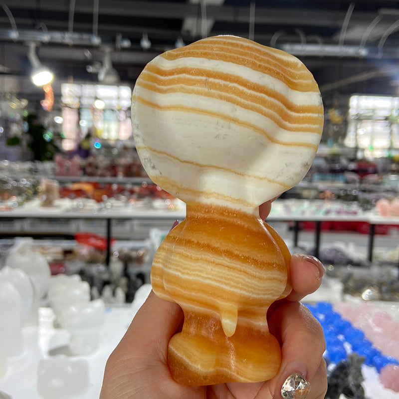 Orange  Calcite Snoopy Carvings