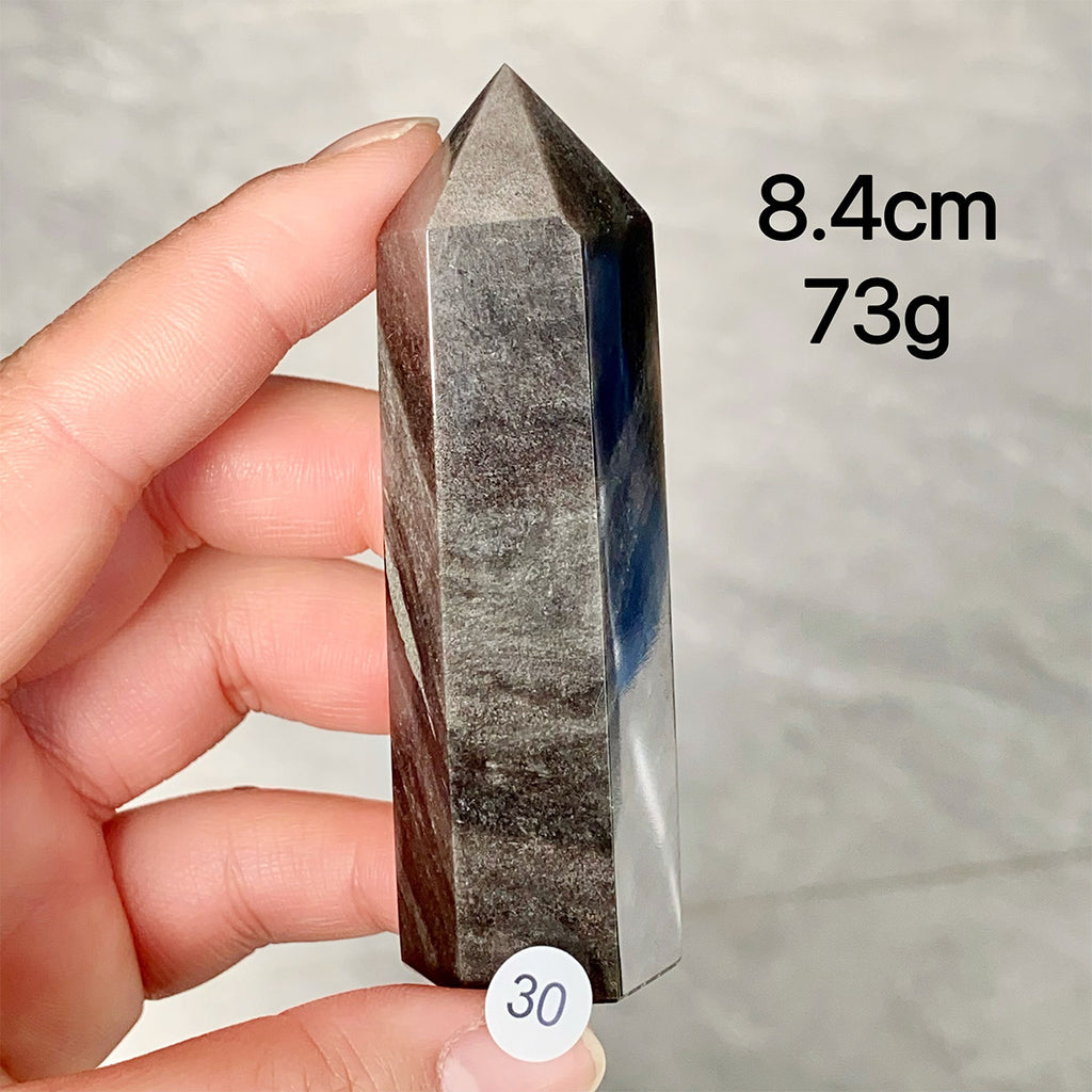 Natural Silver Obsidian Crystal Tower