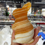 Orange Calcite Bunny Carvings