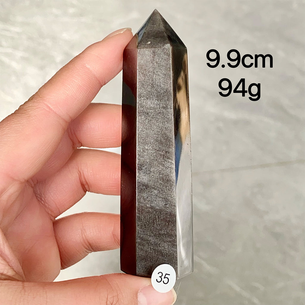 Natural Silver Obsidian Crystal Tower