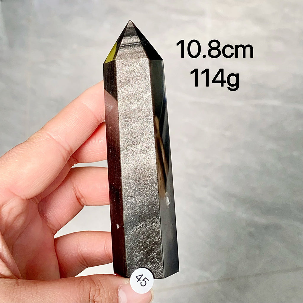 Natural Silver Obsidian Crystal Tower