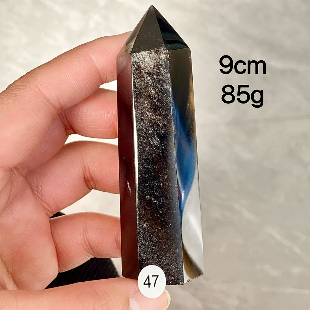 Natural Silver Obsidian Crystal Tower