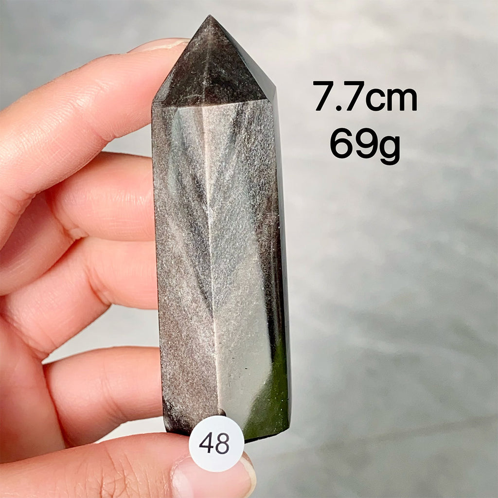 Natural Silver Obsidian Crystal Tower