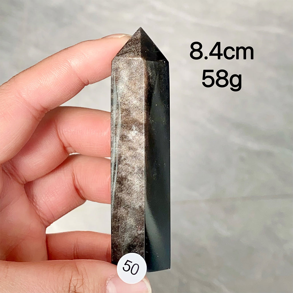 Natural Silver Obsidian Crystal Tower