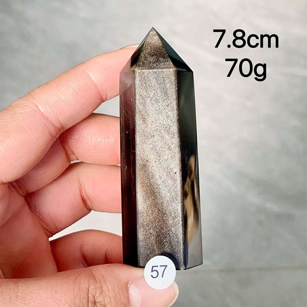 Natural Silver Obsidian Crystal Tower