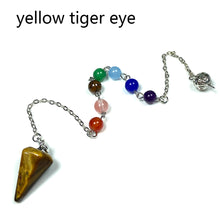 Load image into Gallery viewer, Different Materials Crystal Pendulum (Yellow Tiger Eye &amp; Clear Quartz &amp; Amethyst &amp; Green Aventuurine ）