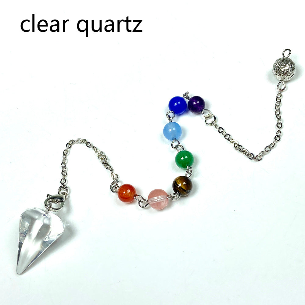 Different Materials Crystal Pendulum (Yellow Tiger Eye & Clear Quartz & Amethyst & Green Aventuurine ）