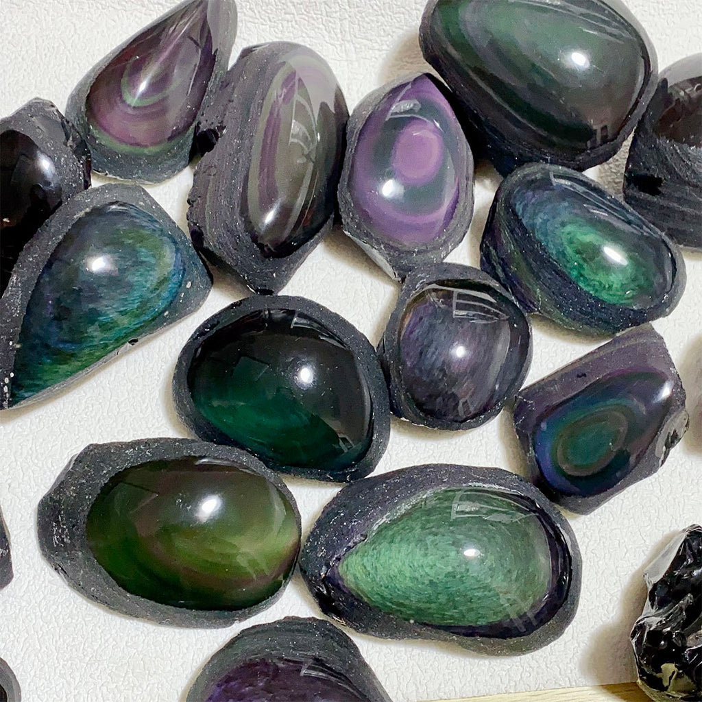 Natural Rainbow Obsidian Crystal Raw Stone