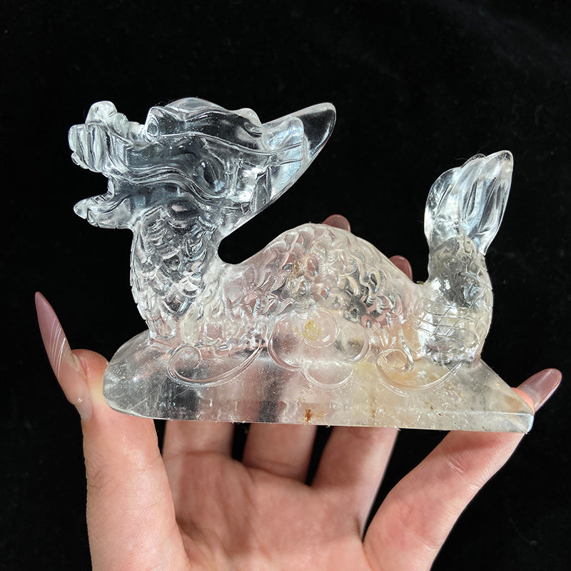 Clear Quartz Dragon Carvings