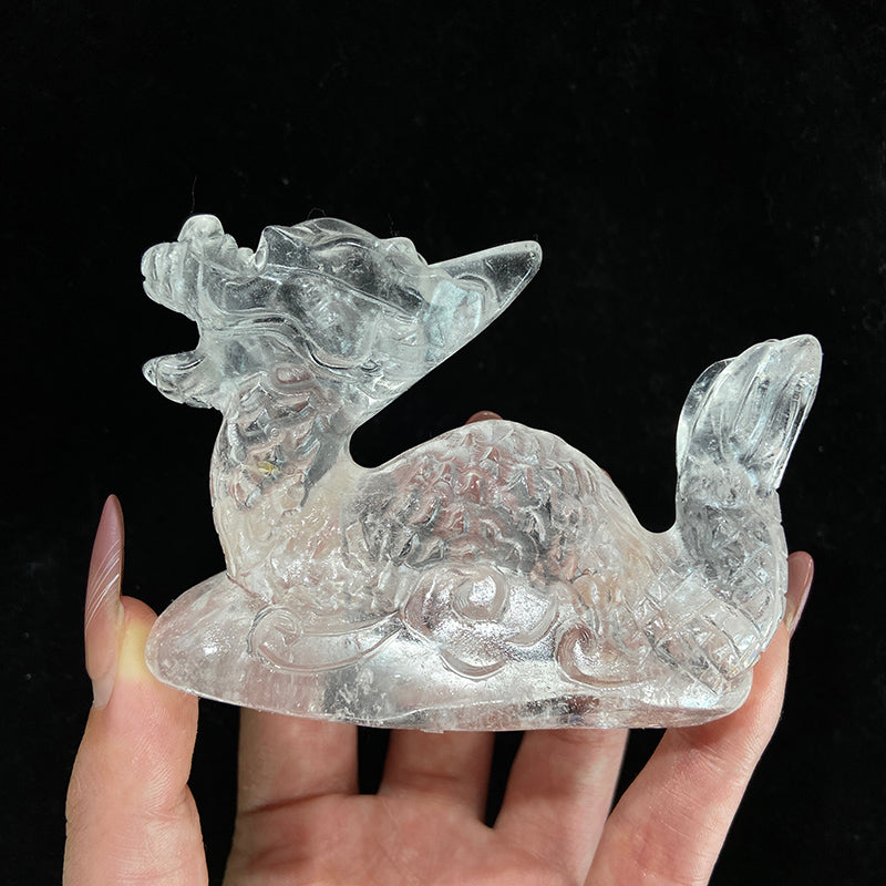 Clear Quartz Dragon Carvings