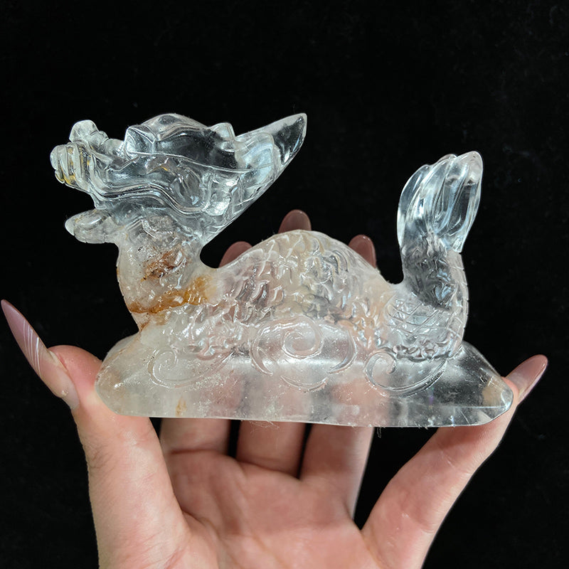 Clear Quartz Dragon Carvings