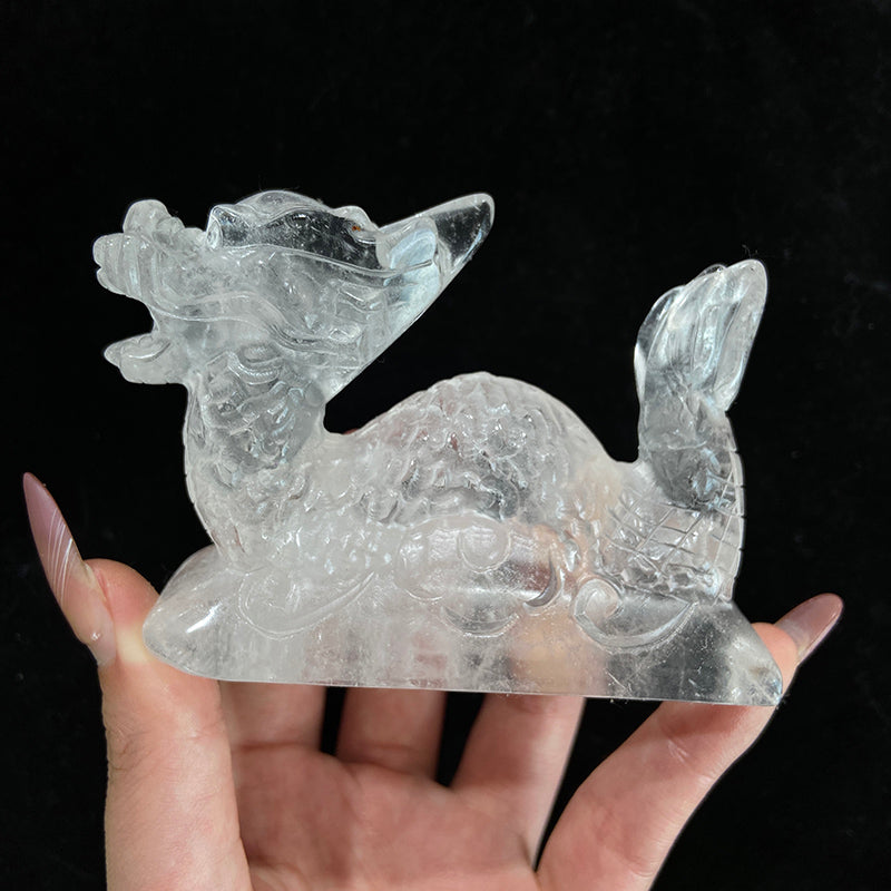 Clear Quartz Dragon Carvings