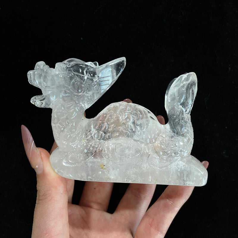 Clear Quartz Dragon Carvings