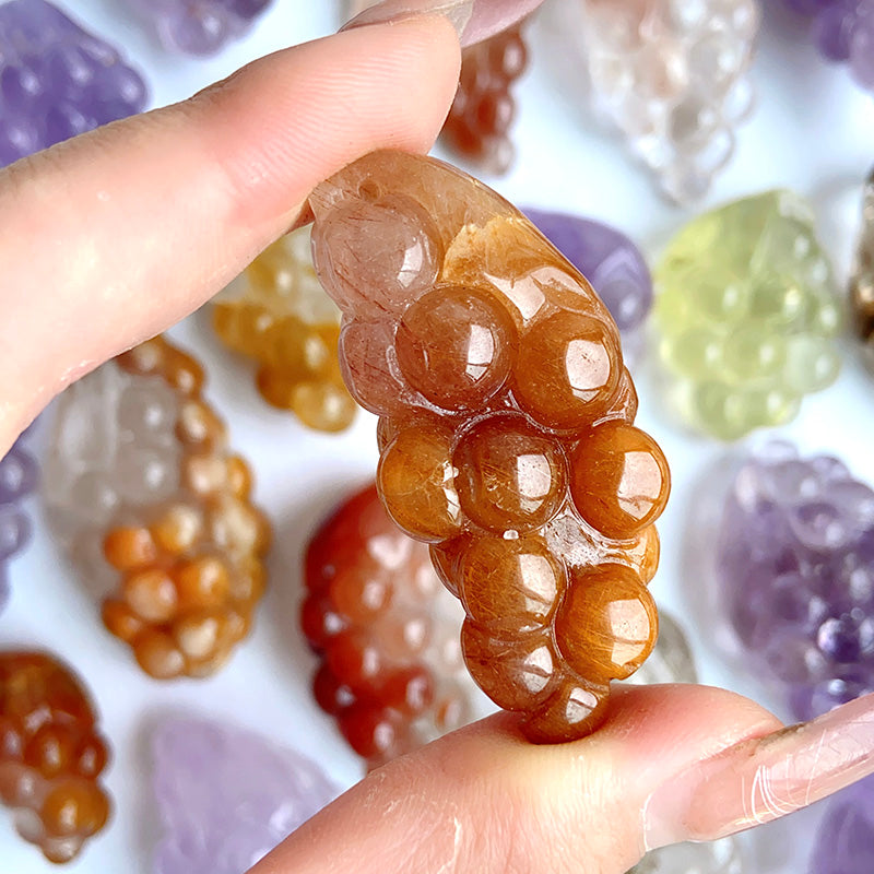 Different Material Grape Carvings ( Amethyst/ Tangerine Quartz)