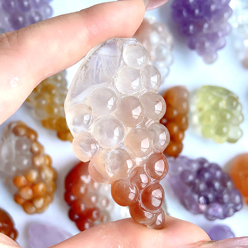 Different Material Grape Carvings ( Amethyst/ Tangerine Quartz)