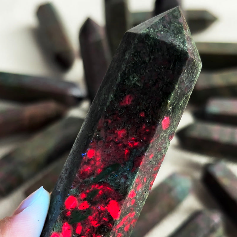 Natural Ruby Kyanite Tower Gemstone Point Home Decoration