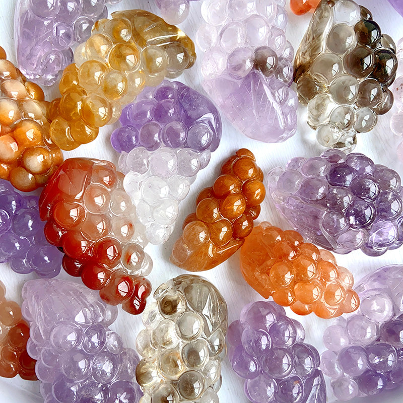 Different Material Grape Carvings ( Amethyst/ Tangerine Quartz)