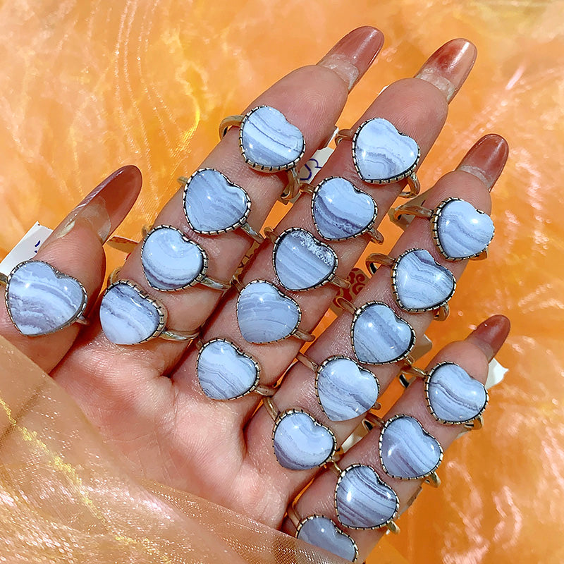 S925 Different Materials Rings (Ocean Jasper/Larimar/Blue Lace Agate)