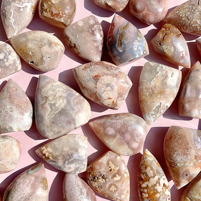 Pink Amethyst Flower Agate Water Drop Shape