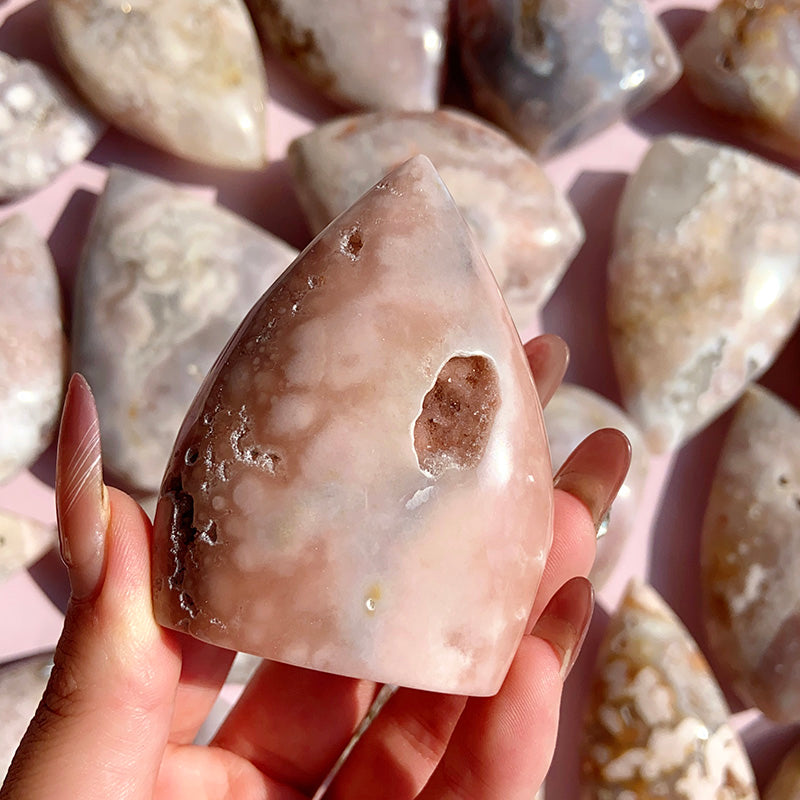 Pink Amethyst Flower Agate Water Drop Shape