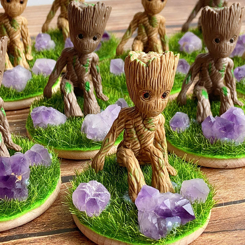 Cute Groot With Lavender Amethyst Stone Free Form