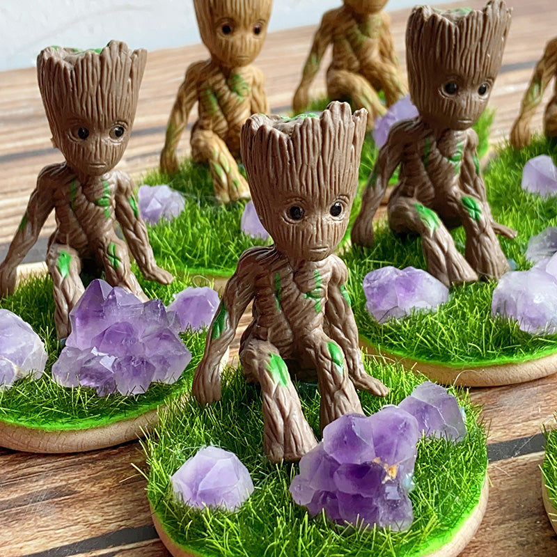 Cute Groot With Lavender Amethyst Stone Free Form