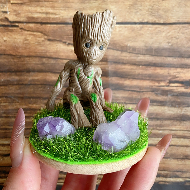 Cute Groot With Lavender Amethyst Stone Free Form