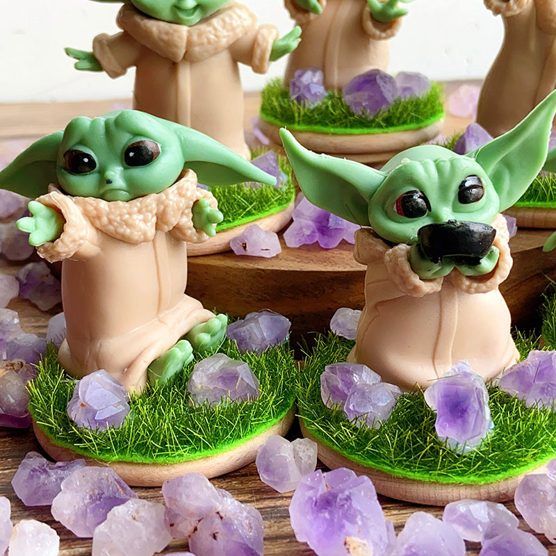 Cute Baby Yoda With Lavender Amethyst Stone Free Form