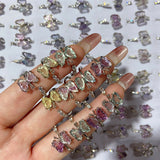 Fluorite Butterfly Adjustable Size Ring $10/3pcs