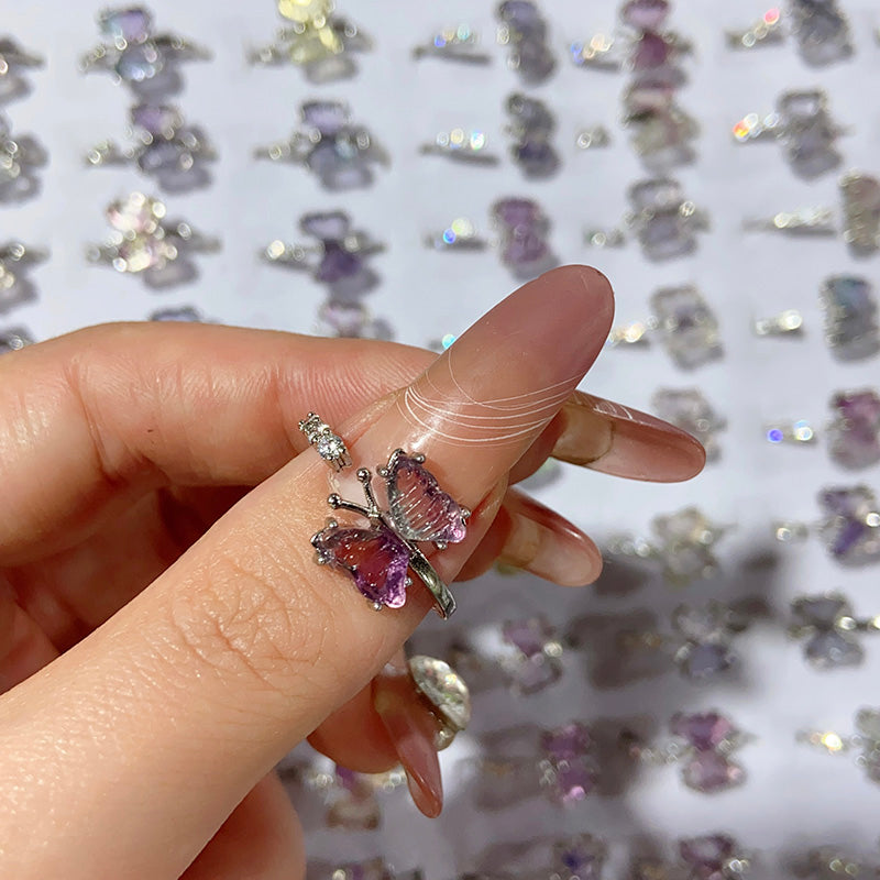 Fluorite Butterfly Adjustable Size Ring $10/3pcs