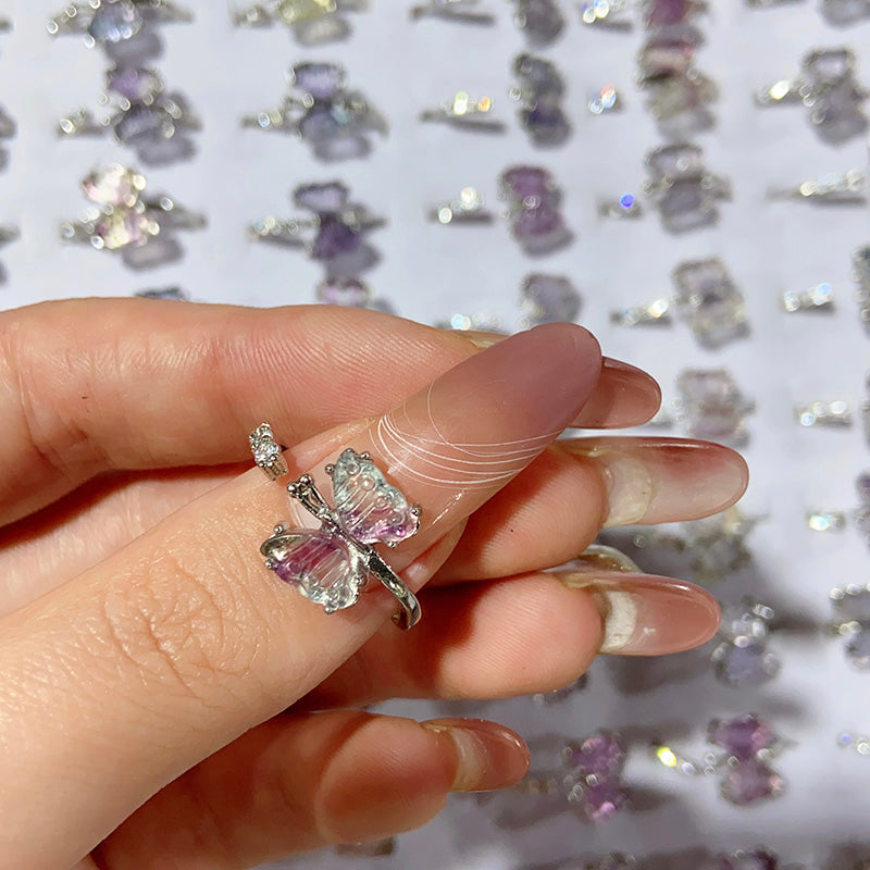 Fluorite Butterfly Adjustable Size Ring $10/3pcs