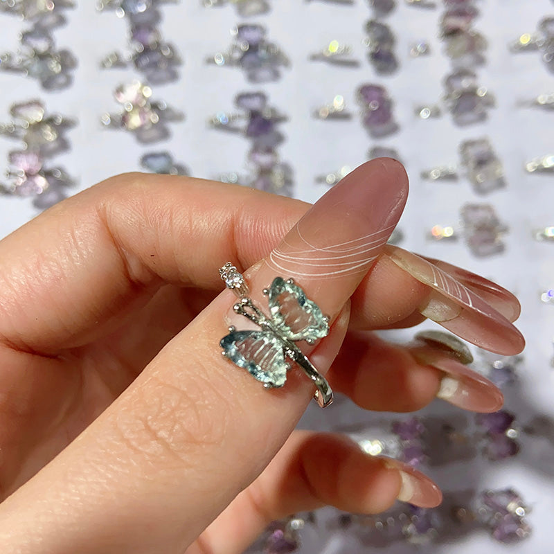 Fluorite Butterfly Adjustable Size Ring $10/3pcs