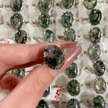 Load image into Gallery viewer, Moss Agate Adjustable Size S925 Ring