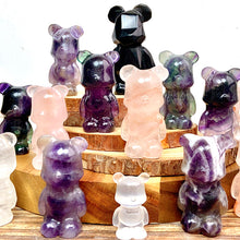 Load image into Gallery viewer, Cute Gloomy Bear Carvings Fluorite Rose Clear Quartz Crystal Decorative Gift