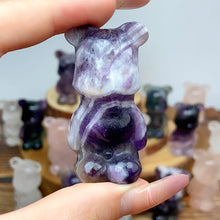 Load image into Gallery viewer, Cute Gloomy Bear Carvings Fluorite Rose Clear Quartz Crystal Decorative Gift