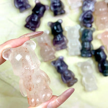 Load image into Gallery viewer, Cute Gloomy Bear Carvings Fluorite Rose Clear Quartz Crystal Decorative Gift