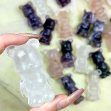 Load image into Gallery viewer, Cute Gloomy Bear Carvings Fluorite Rose Clear Quartz Crystal Decorative Gift